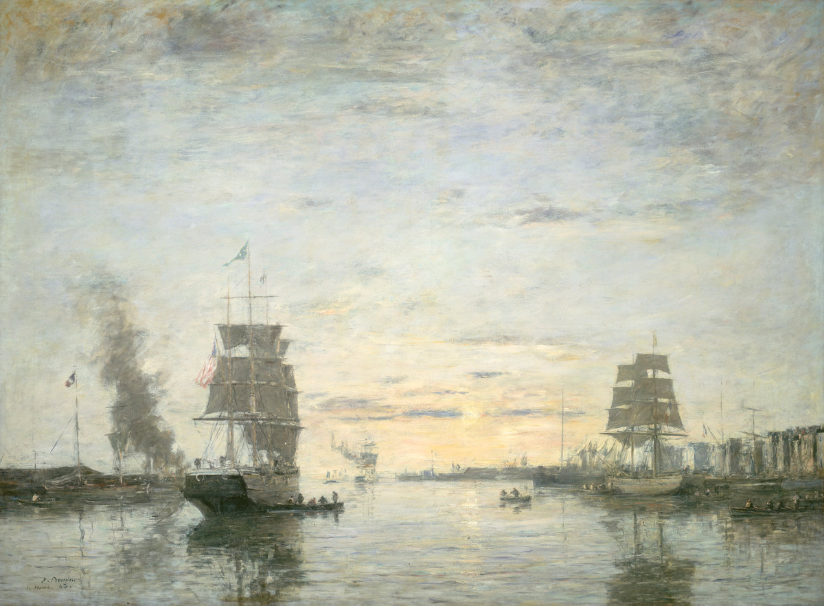 Eugène Boudin,Entrance to the Harbor, Le Havre, 1883 