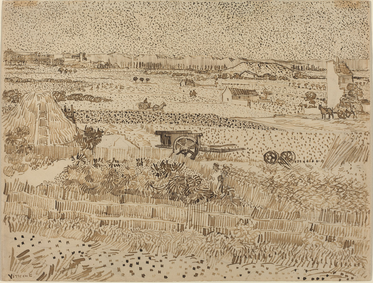 Vincent Van Gogh, Harvest -- The Plain of La Crau, 1888