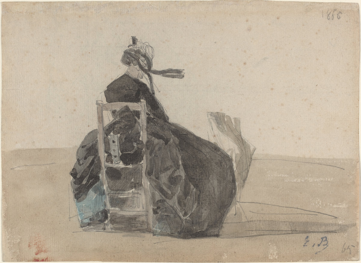 Eugène Boudin, Seated Lady in Black, Trouville, 1865