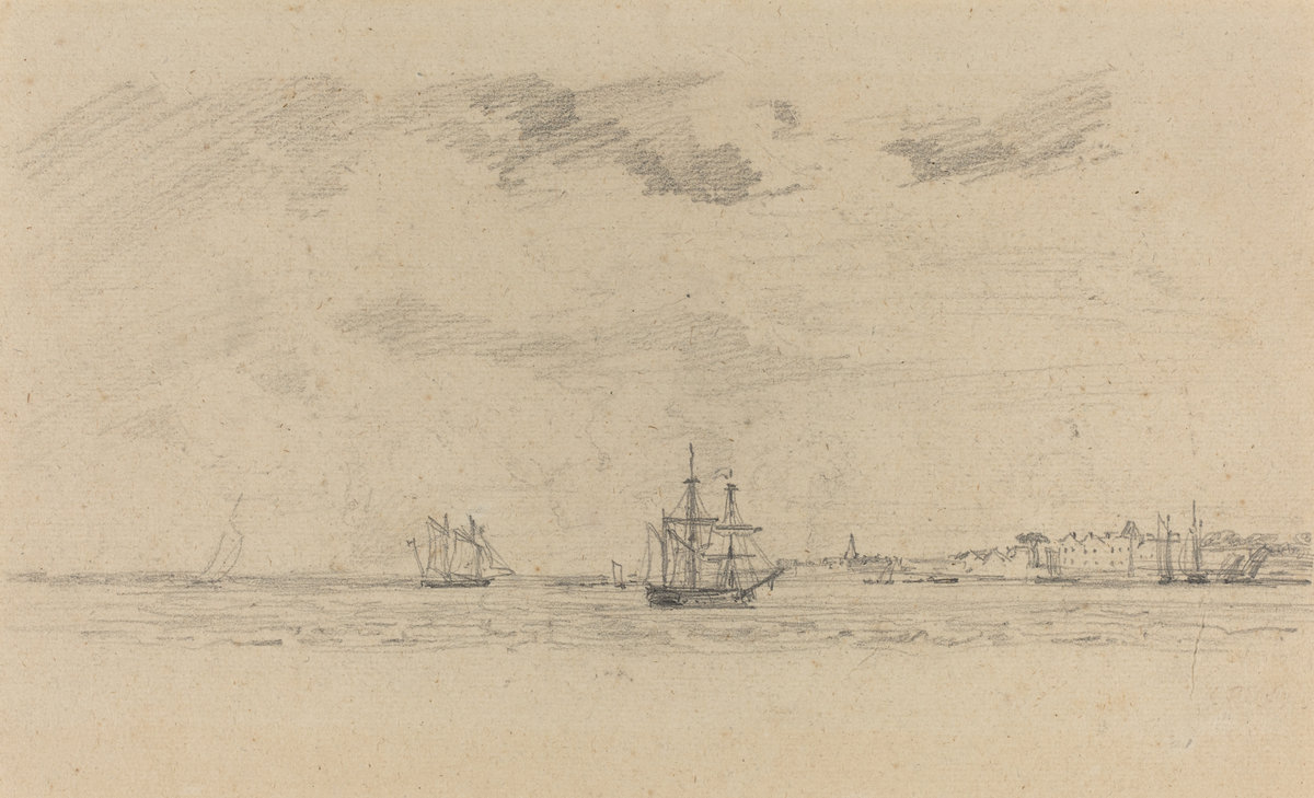 Eugène Boudin, Coastal Landscape with Shipping, c. 1858